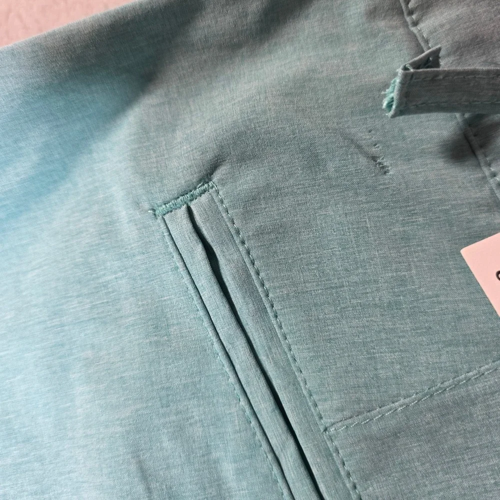 Kenneth Cole Golf Tech Shorts 30 Aqua‎ Crush Loose Belt Loop Defect